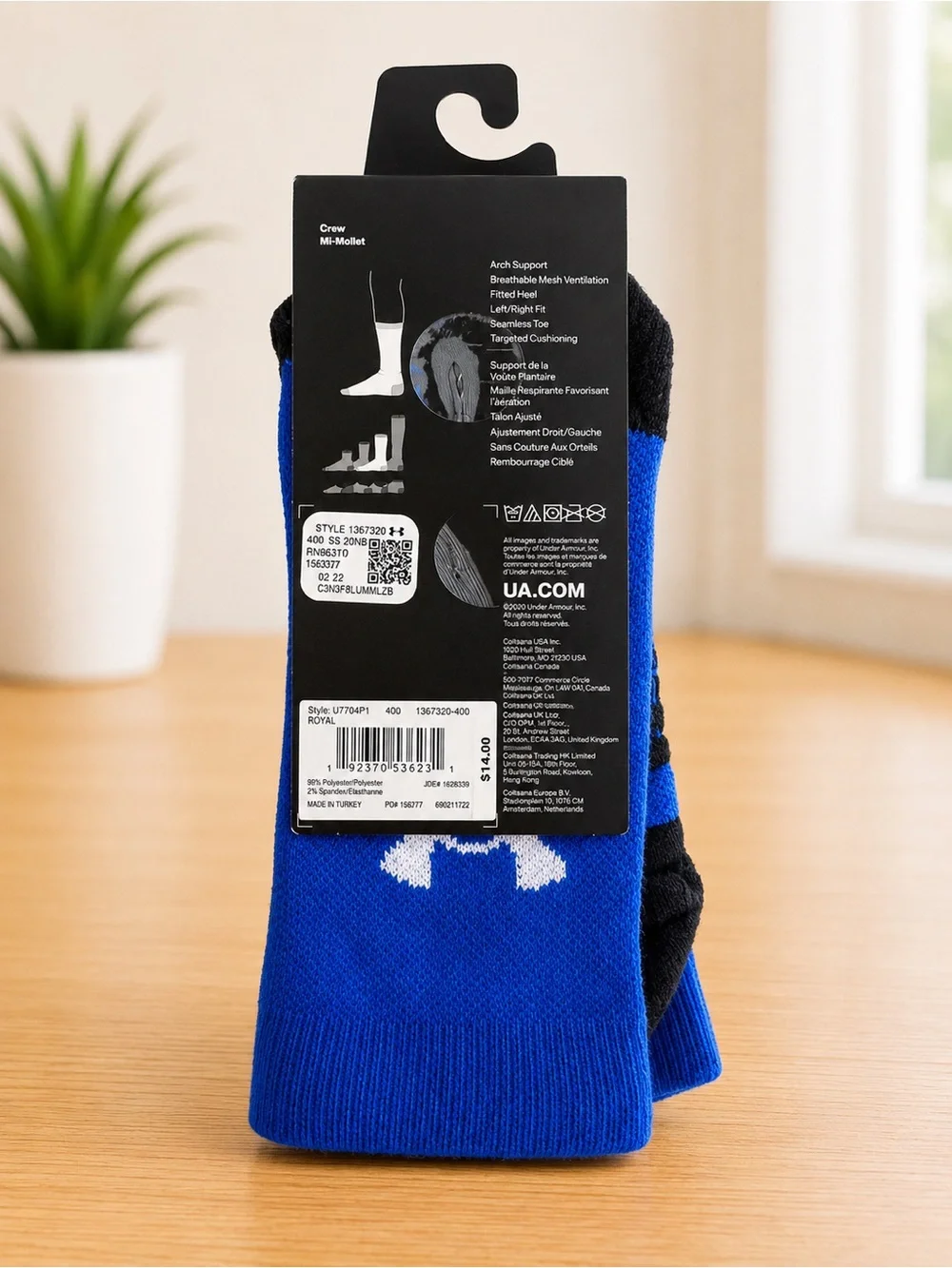 Under Armour UA Team Cushioned Crew Socks - Royal Blue & Black
